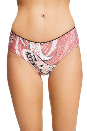 hipster bikinibroekje met paisley print roze/wit