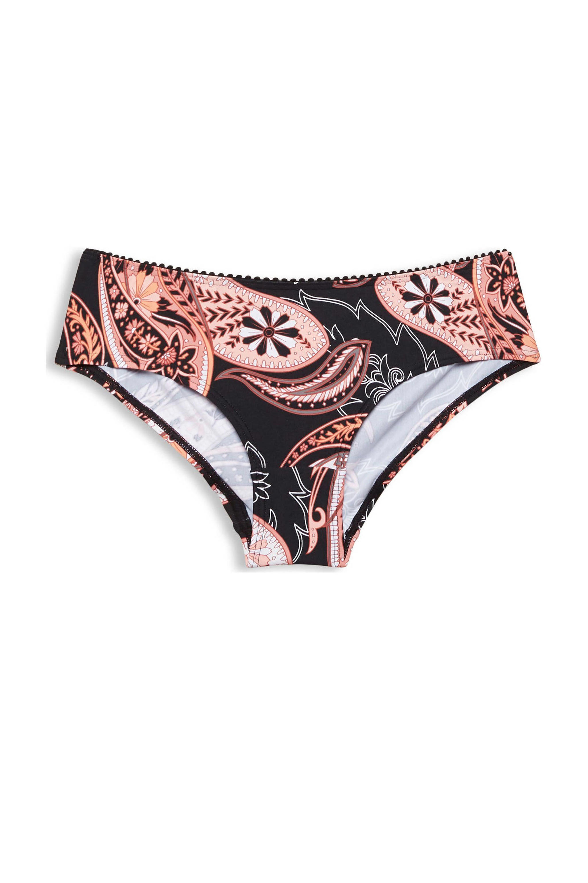 ESPRIT Women Beach hipster bikinibroekje met paisley print zwart/roze