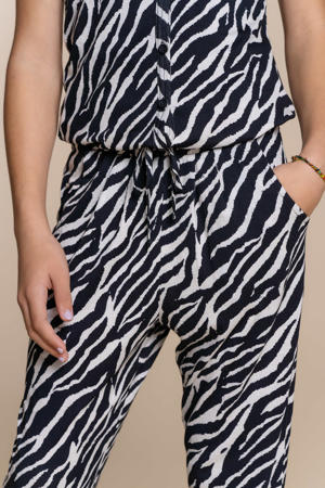 jumpsuit met zebraprint zwart/wit