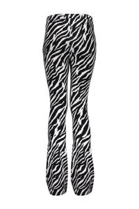 Geisha flared broek met zebraprint zwart/ivoor