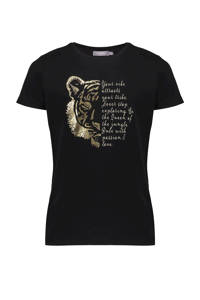 Geisha T-shirt met printopdruk zwart/goud