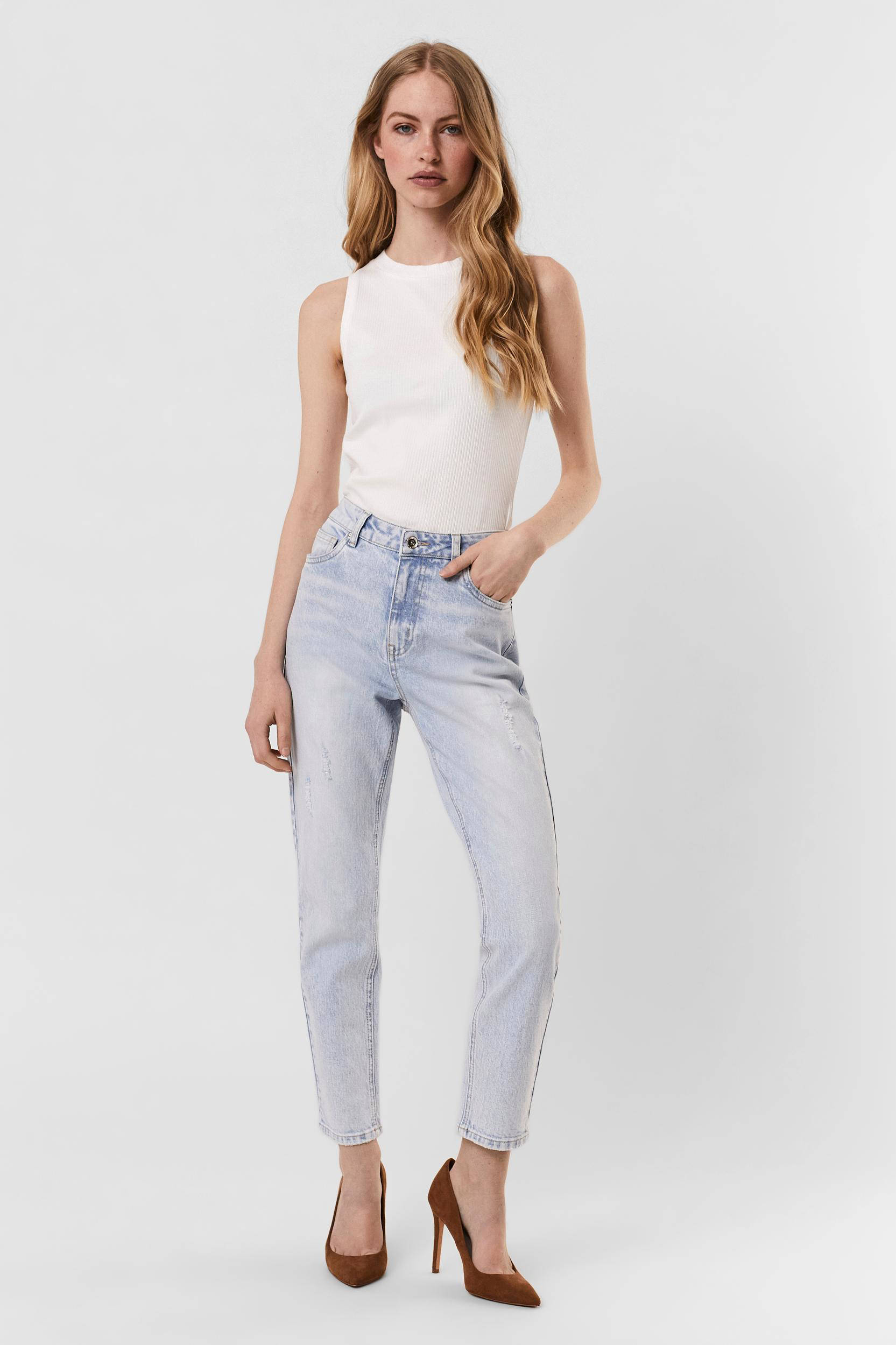 VERO MODA high waist straight fit jeans VMBRENDA light denim | wehkamp