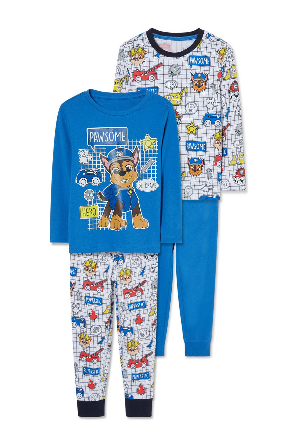 C&A Paw Patrol pyjama - set van 2 blauw/grijs wehkamp