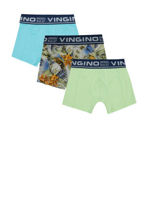   boxershort Soft Flower - set van 3 lichtblauw/groen