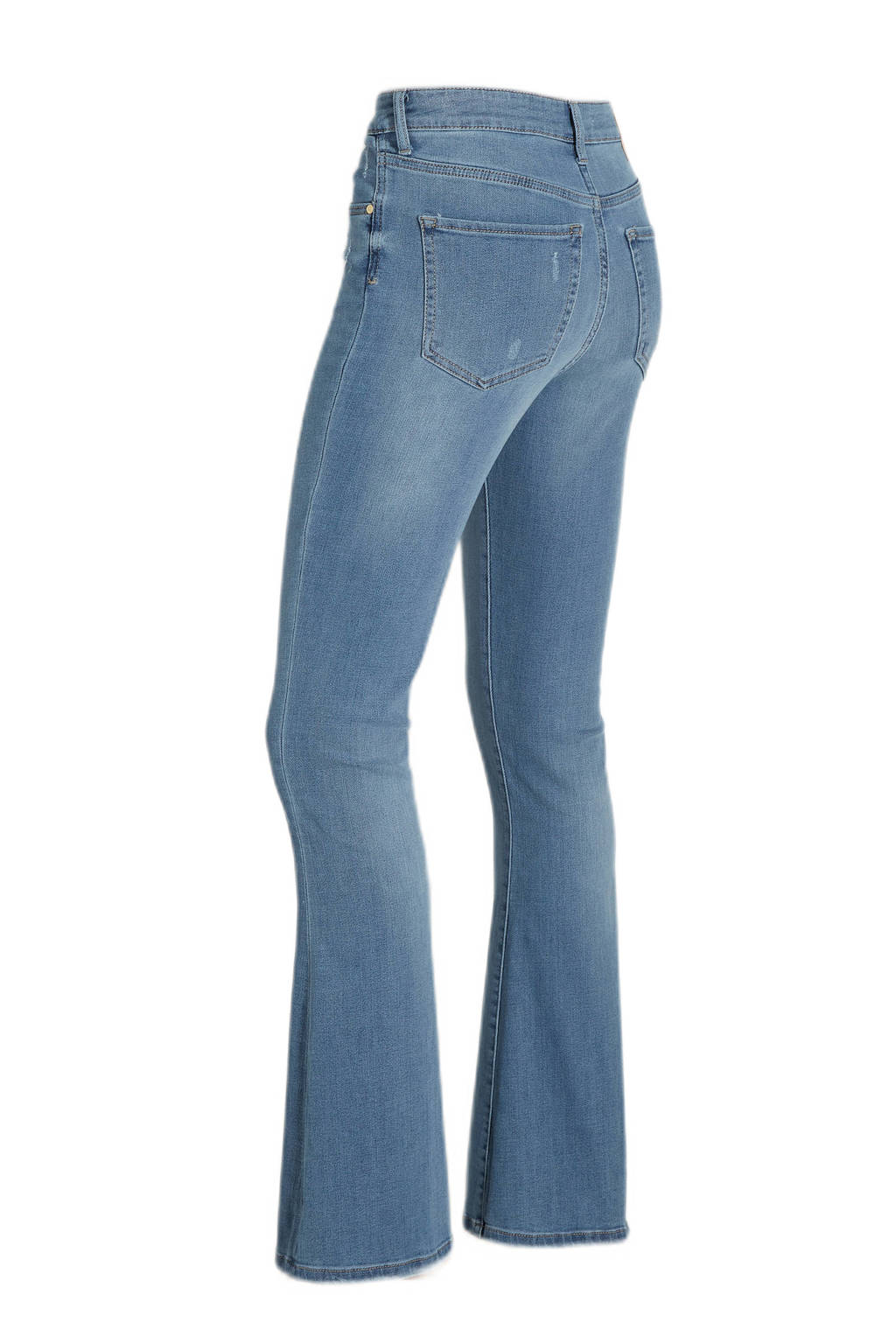 Blauwe dames Raizzed high waist flared jeans Sunrise van stretchdenim met rits- en knoopsluiting