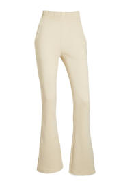 thumbnail: Zandkleurige dames Raizzed high waist flared broek Stine van katoen met elastische tailleband