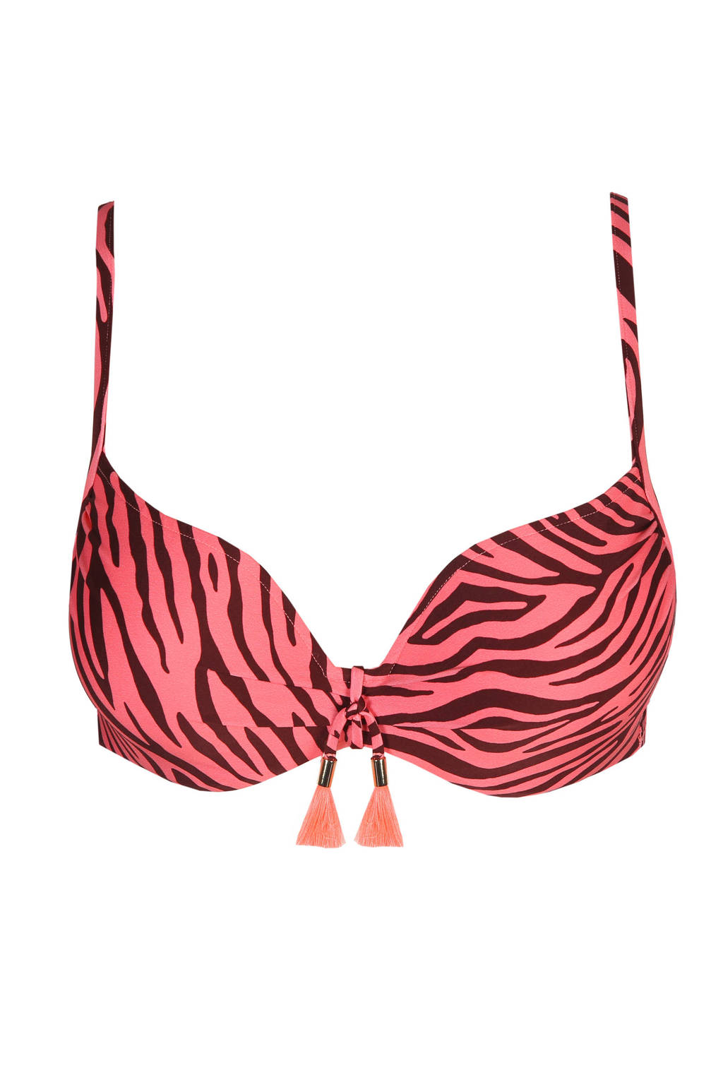Marie Jo beugel bikinitop Zaragoza met zebraprint roze/donkerrood