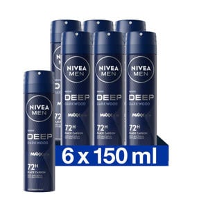 NIVEA MEN DEEP Darkwood Anti-Transpirant Spray - 6 x 150 ml - voordeelverpakking