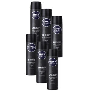 Deep black carbon deodorant spray - 6 x 150 ml - voordeelverpakking
