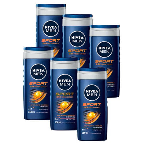 NIVEA FOR MEN Sport douchegel - 6 x 250 ml - voordeelverpakking afbeelding