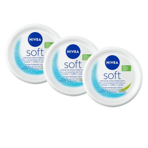 NIVEA Crème Soft Pot bodycrème -3x 300 ml - voordeelverpakking afbeelding