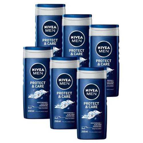 NIVEA FOR MEN Protect & Care douchegel - 6 x 250 ml - voordeelverpakking afbeelding