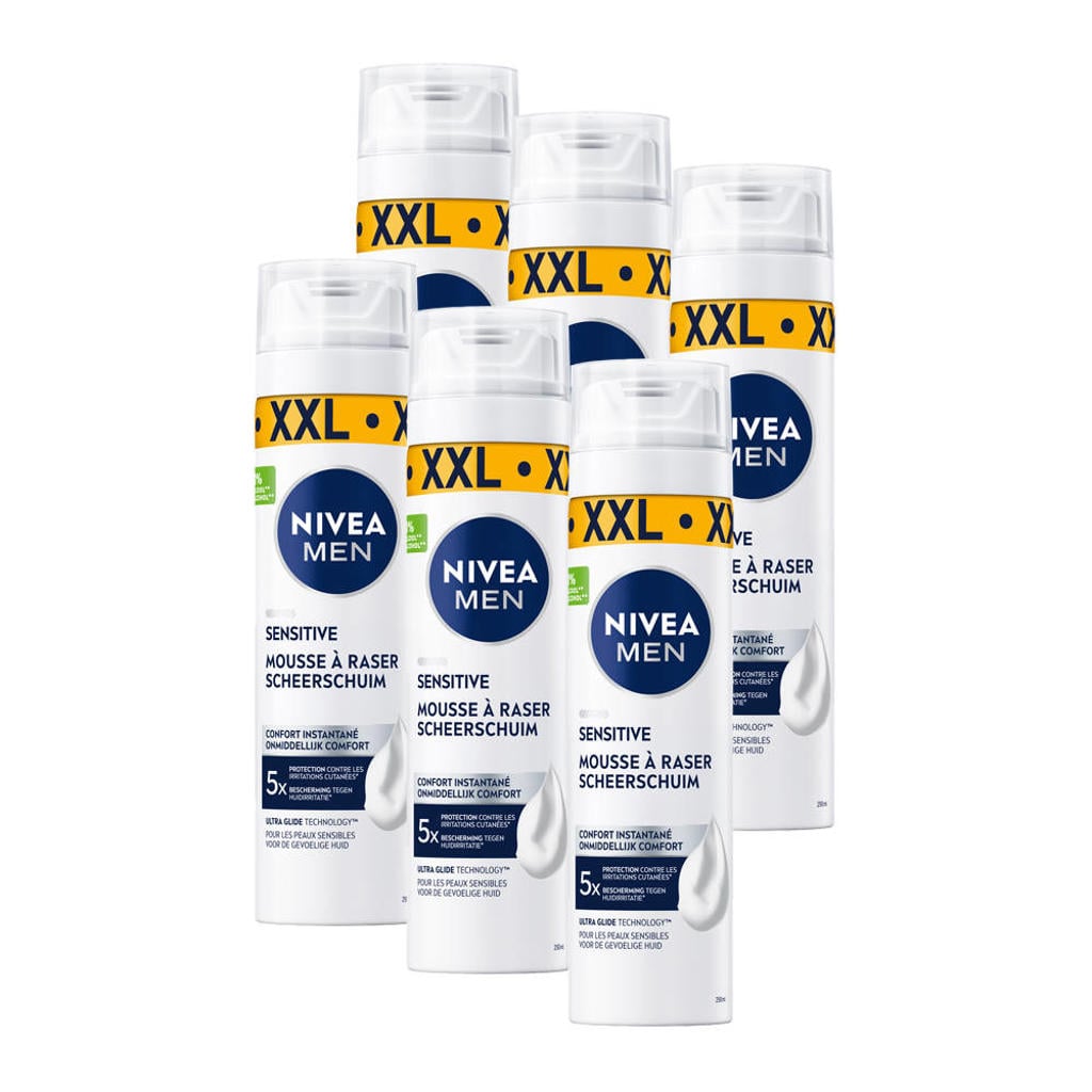 NIVEA FOR MEN Sensitive - 6 x 250 ml - Scheerschuim