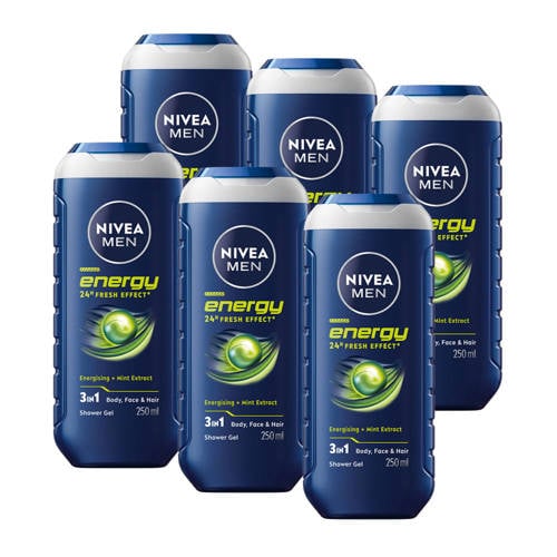 NIVEA FOR MEN Energy douchegel - 6 x 250 ml - voordeelverpakking afbeelding