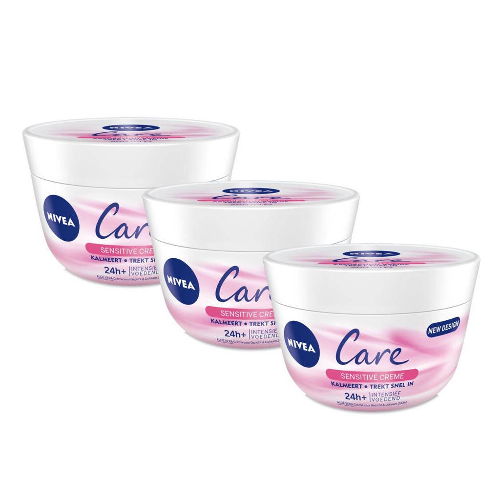 NIVEA Care Sensitive bodycrème - 3x 200 ml - voordeelverpakking