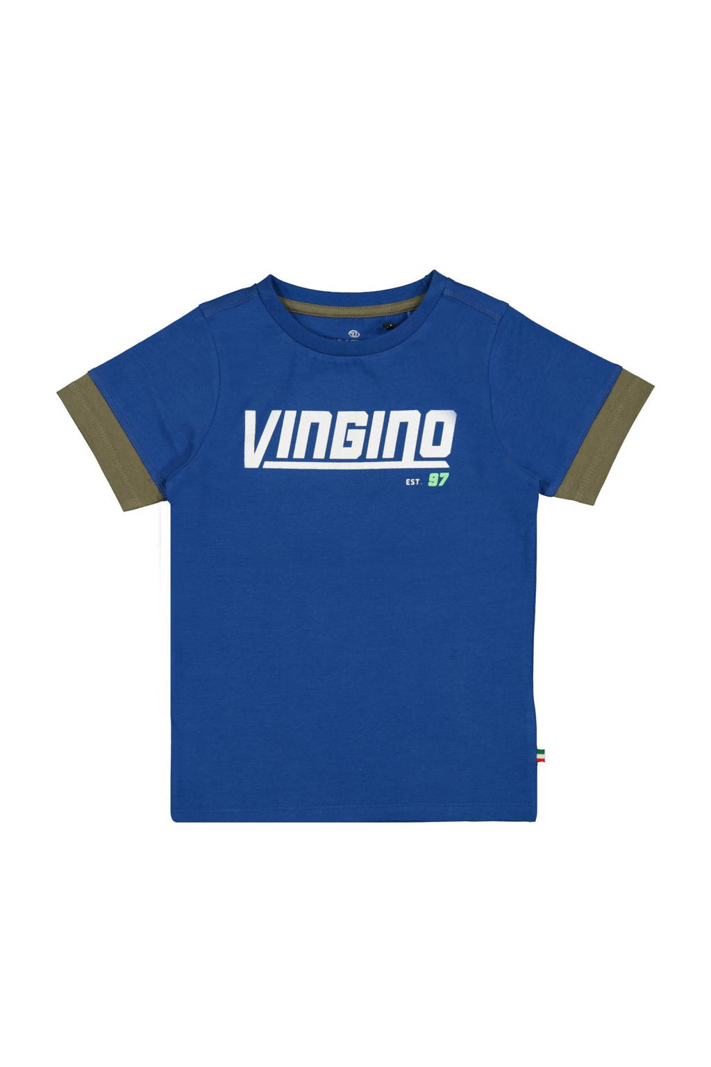 Vingino T-shirt Hayke met logo hardblauw/groen
