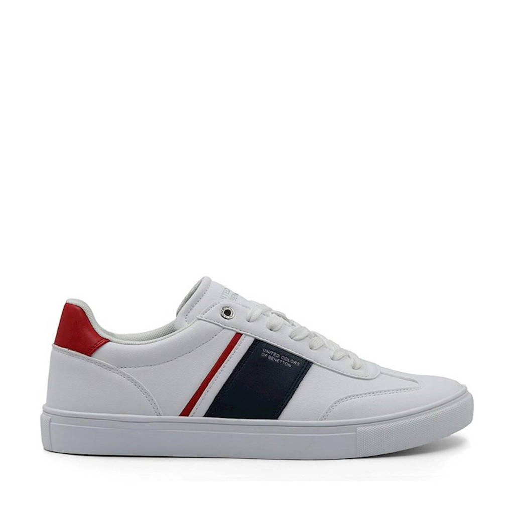 Witte heren Benetton Jaunt sneakers van imitatieleer met veters