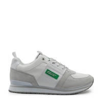 Wit en beige heren Benetton Power sneakers van imitatieleer met veters