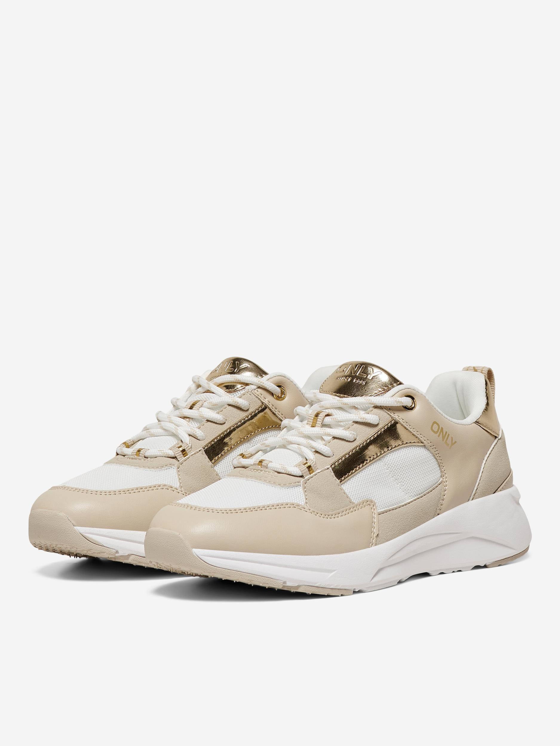 ONLY ONLSASSY-1 sneakers beige/wit/goud | wehkamp