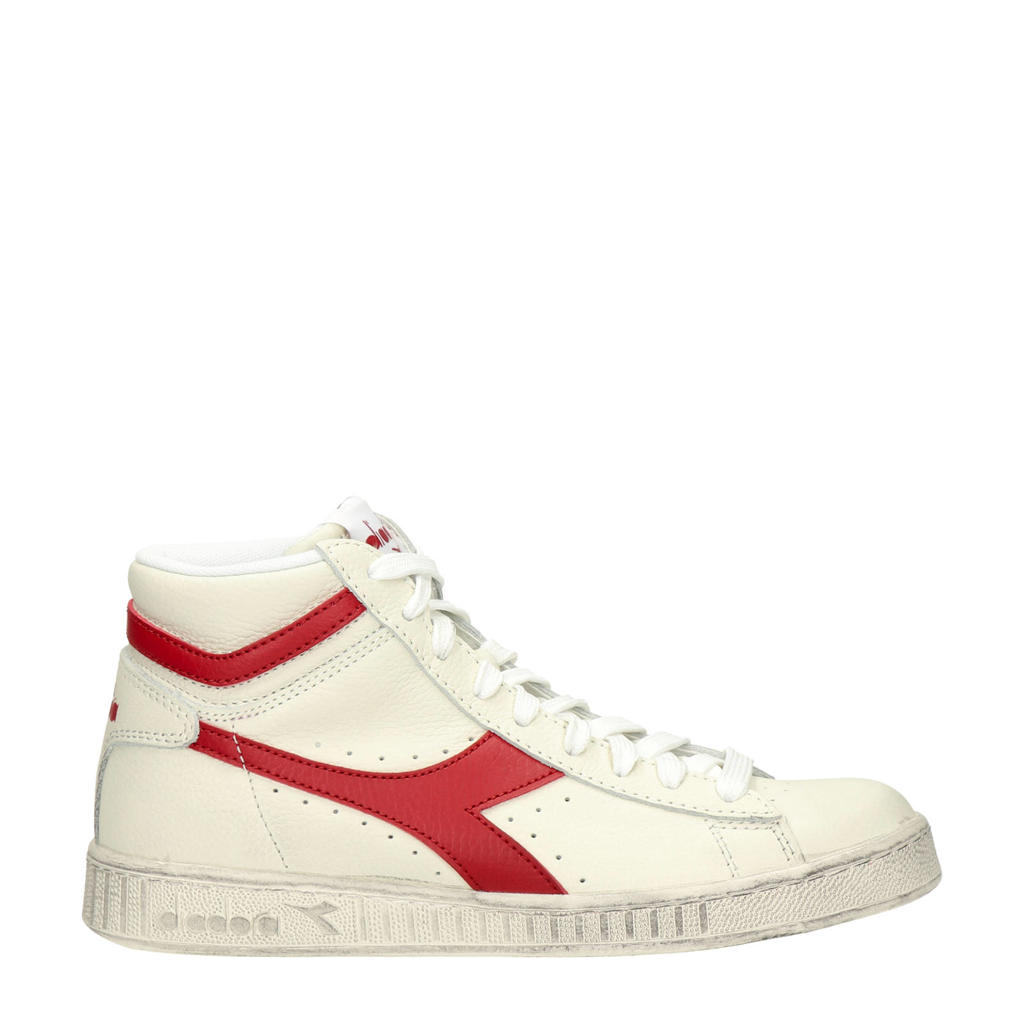 Off white en rode dames Diadora Diadora hoge leren sneakers met veters
