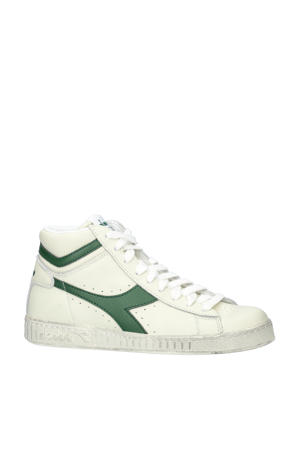 Game L High  hoge leren sneakers off white/groen