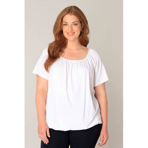 Base Level Curvy top Yoni met plooien wit afbeelding