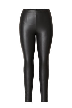 imitatieleren high waist slim fit legging Alene zwart