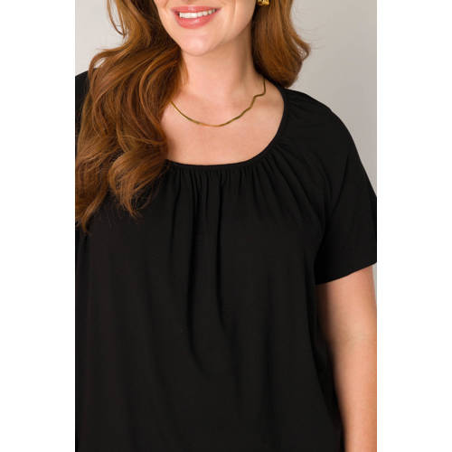 Base Level Curvy top Yoni met plooien zwart afbeelding