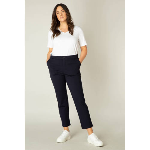 Base Level Curvy slim fit pantalon Angie donkerblauw afbeelding