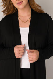 thumbnail: Base Level Curvy fijngebreid vest Ayla Long zwart