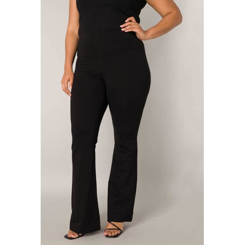 Base Level Curvy high waist flared tregging Allie zwart afbeelding