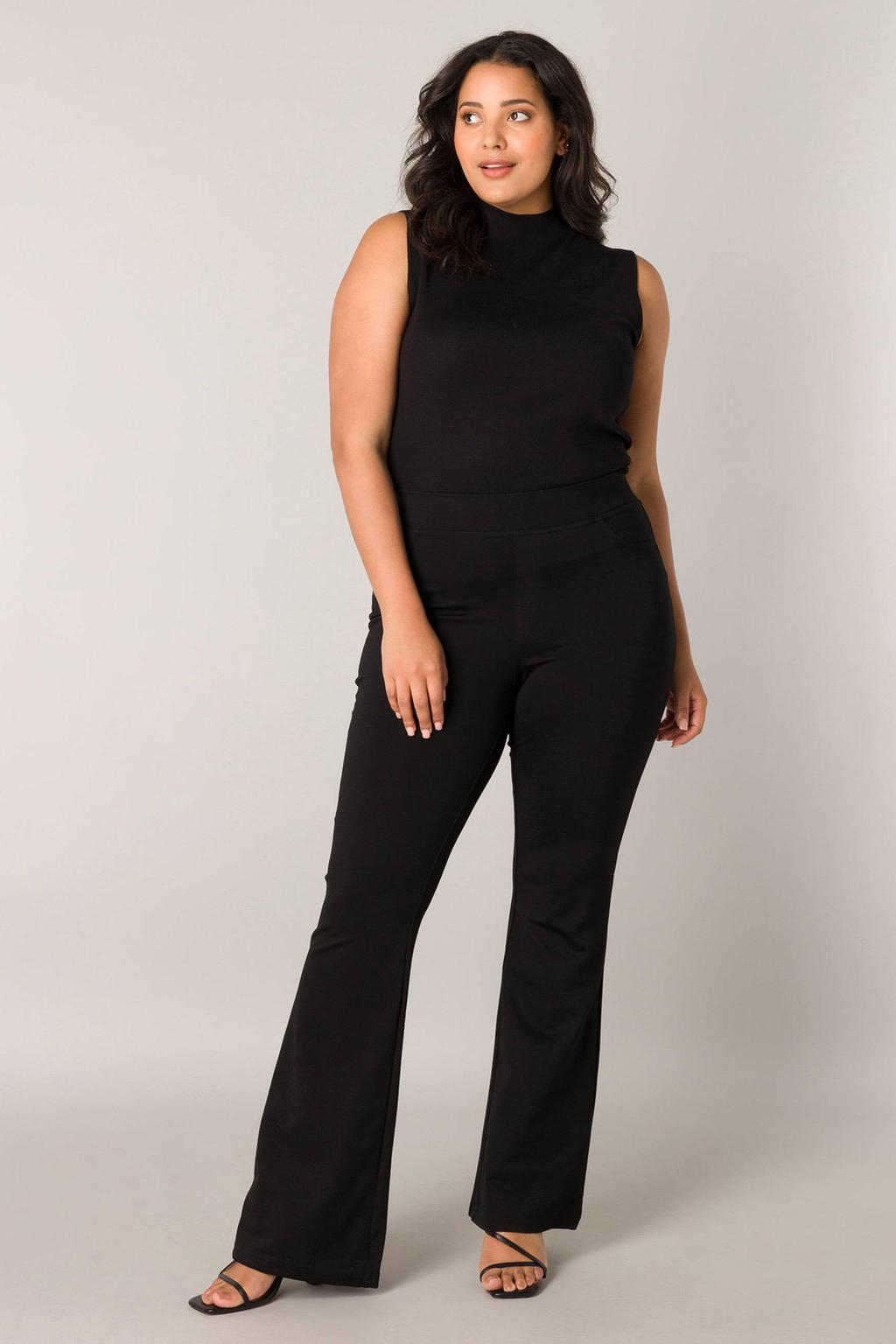 Base Level Curvy high waist flared tregging Allie zwart