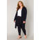 Base Level Curvy fijngebreid vest Ayla Long donkerblauw
