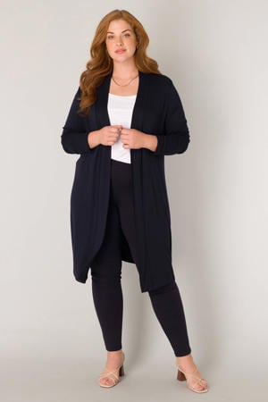 fijngebreid vest Ayla Long donkerblauw