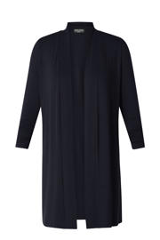 thumbnail: Base Level Curvy fijngebreid vest Ayla Long donkerblauw