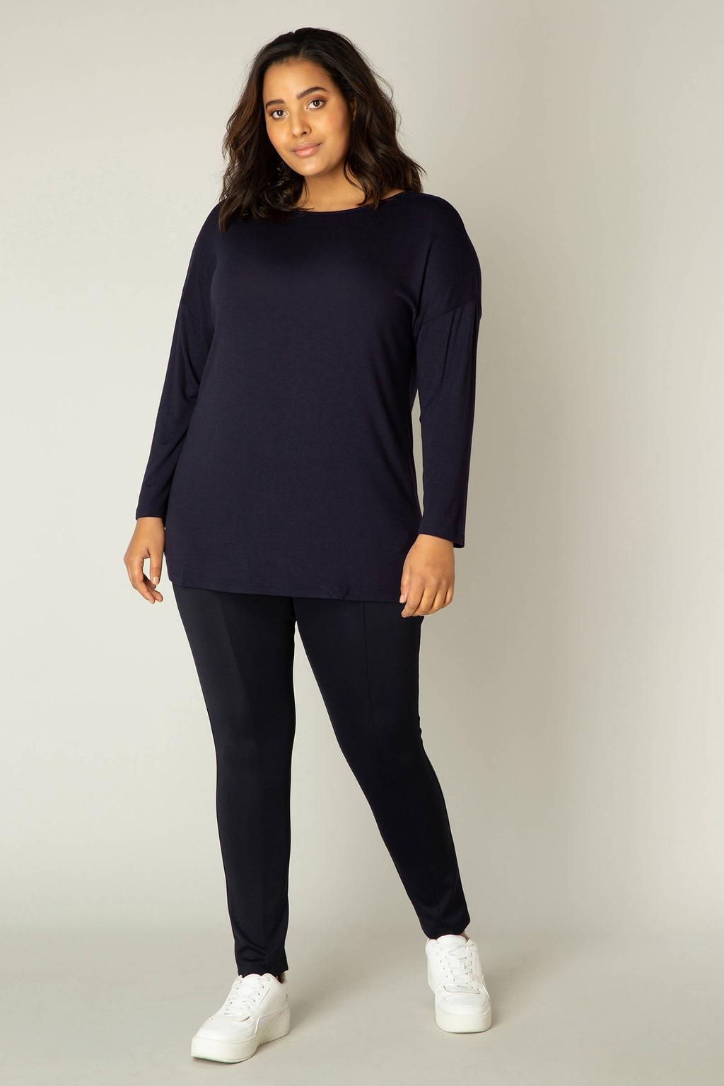 Base Level Curvy basic longsleeve Adele donkerblauw