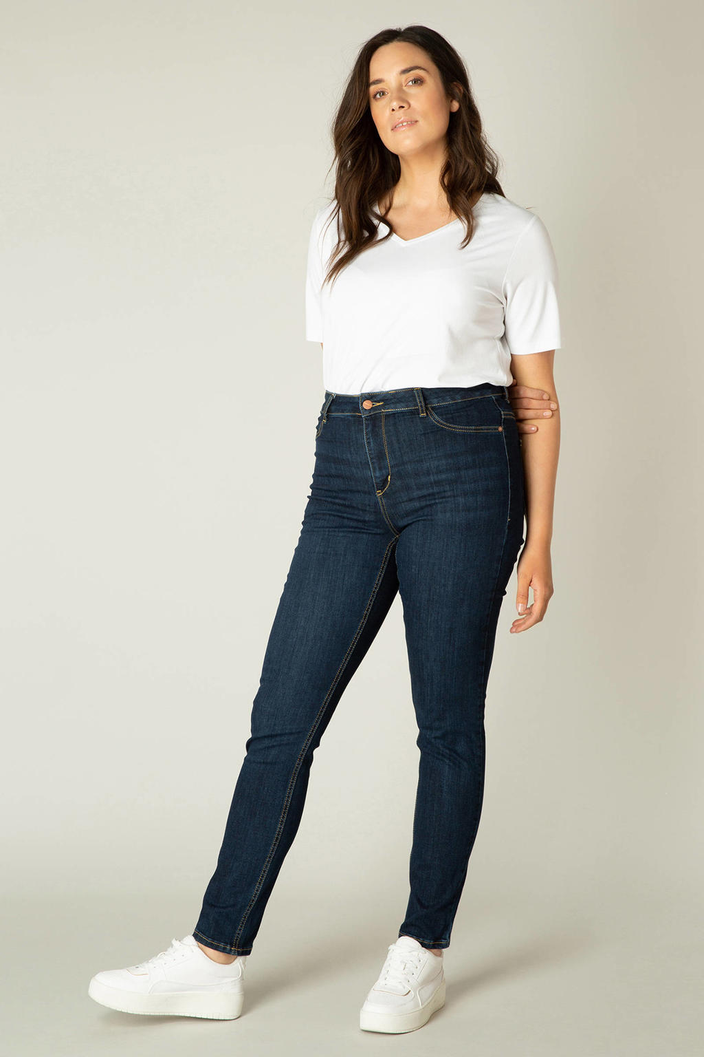 Base Level Curvy high waist skinny jeans Faya dark denim