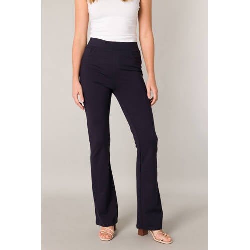 Base Level high waist flared tregging Yallie donkerblauw afbeelding