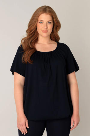 top Yoni met plooien donkerblauw