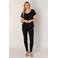 Base Level basic T-shirt Yona met plooien zwart