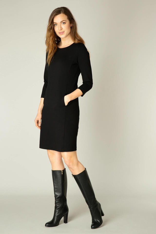 conjunctie regelmatig Hoogland Base Level jurk Ylona 3/4 mouw zwart | wehkamp