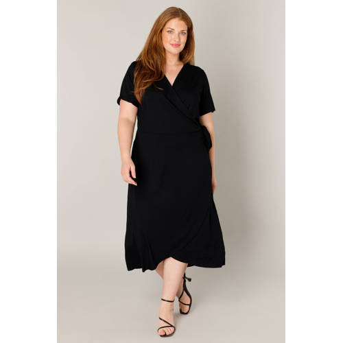 Base Level Curvy jersey overslagjurk Abbie zwart afbeelding