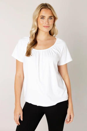 basic T-shirt Yona met plooien wit
