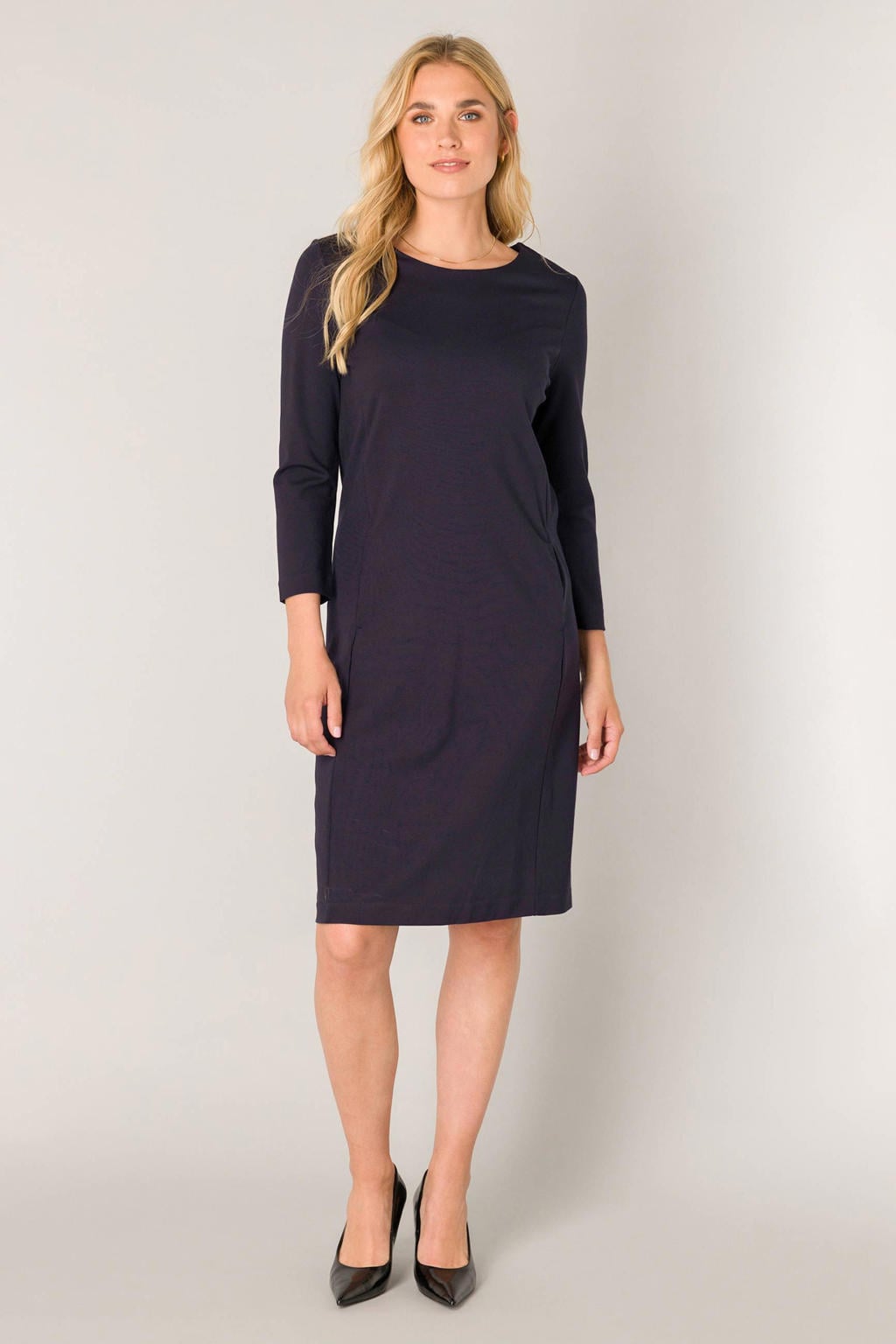 Base Level jurk Ylona 3/4 mouw donkerblauw