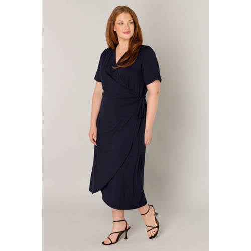 Base Level Curvy jersey overslagjurk Abbie donkerblauw afbeelding