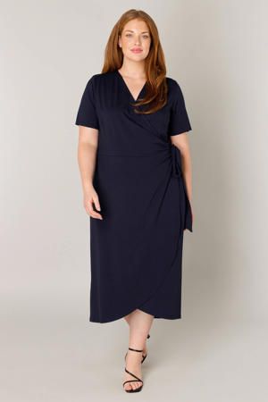 jersey overslagjurk Abbie donkerblauw