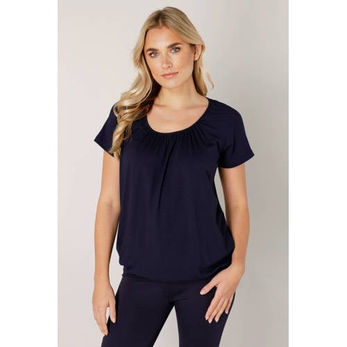 Base Level basic T-shirt Yona met plooien donkerblauw afbeelding
