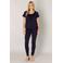 Base Level basic T-shirt Yona met plooien donkerblauw