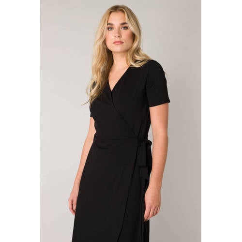 Base Level jersey wikkeljurk Yvie zwart afbeelding