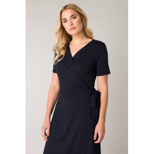 Base Level jersey wikkeljurk Yvie donkerblauw afbeelding